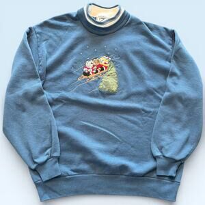 Vintage Whim Z Christmas Sweatshirt L Fleece Mock Neck USA